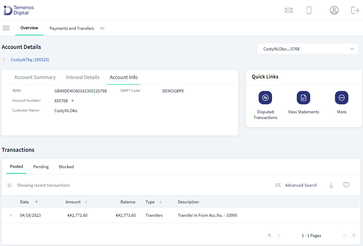 Account info fields